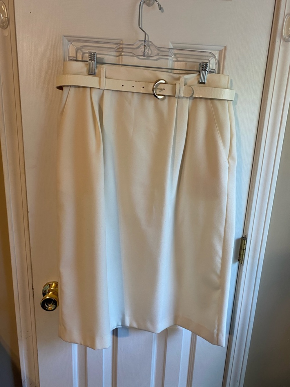 Counterparts Cream Midi Skirt with Belted Waist Sz16